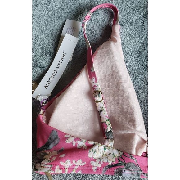ANTONIO MELANI FUSCHIA FLORAL BRALETTE SWIM TOP SZ 4 - Picture 6 of 6